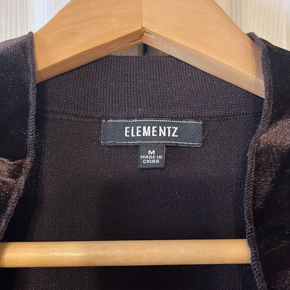 Elementz Women’s evening jacket with built-in top and velvet frill brown size M - Picture 3 of 12